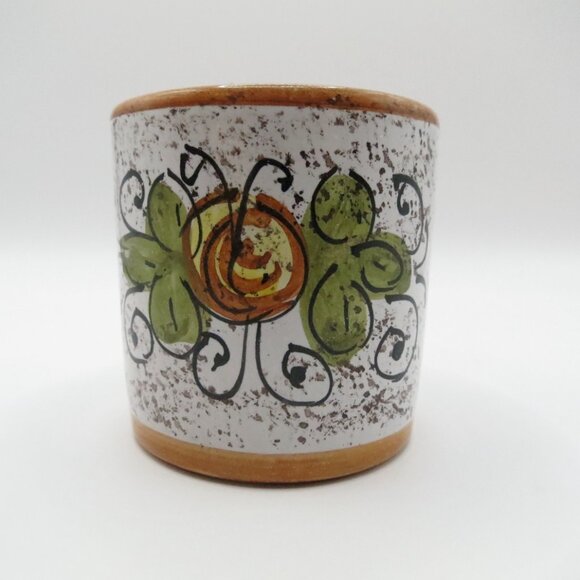 Demitasse Set F.I.C. Deruta Italy Cups Tray Majolica Floral Terracotta Tin Glaze - Picture 6 of 16